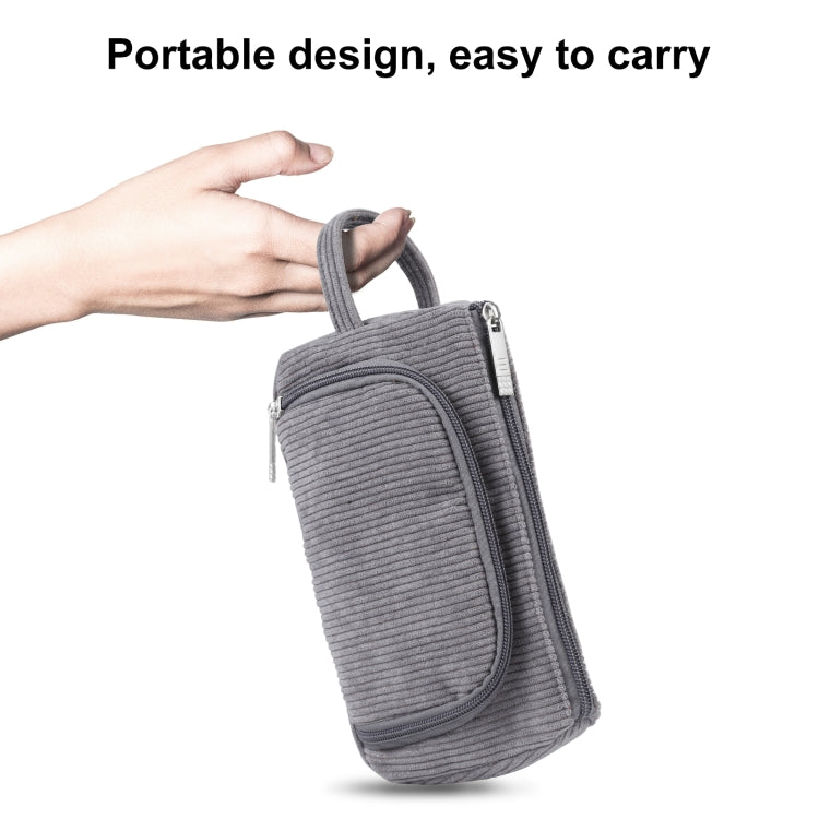 HAWEEL Corduroy Triangular Pen Case Makeup Pouch Travel Cosmetic Organizer Bag(Grey)