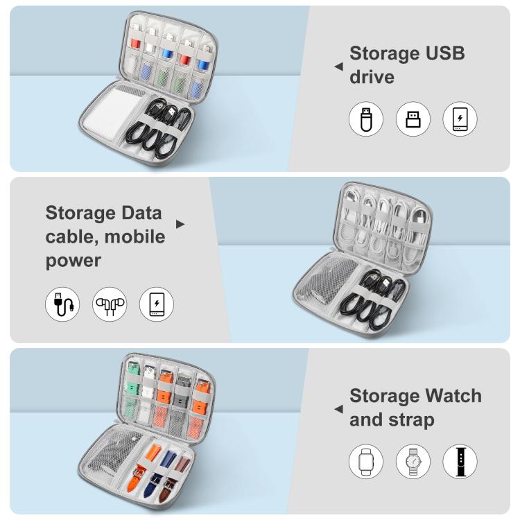 HAWEEL Watch Band Organizer Box Earphones / U Disk / Digital Cable Storage Case(Grey)