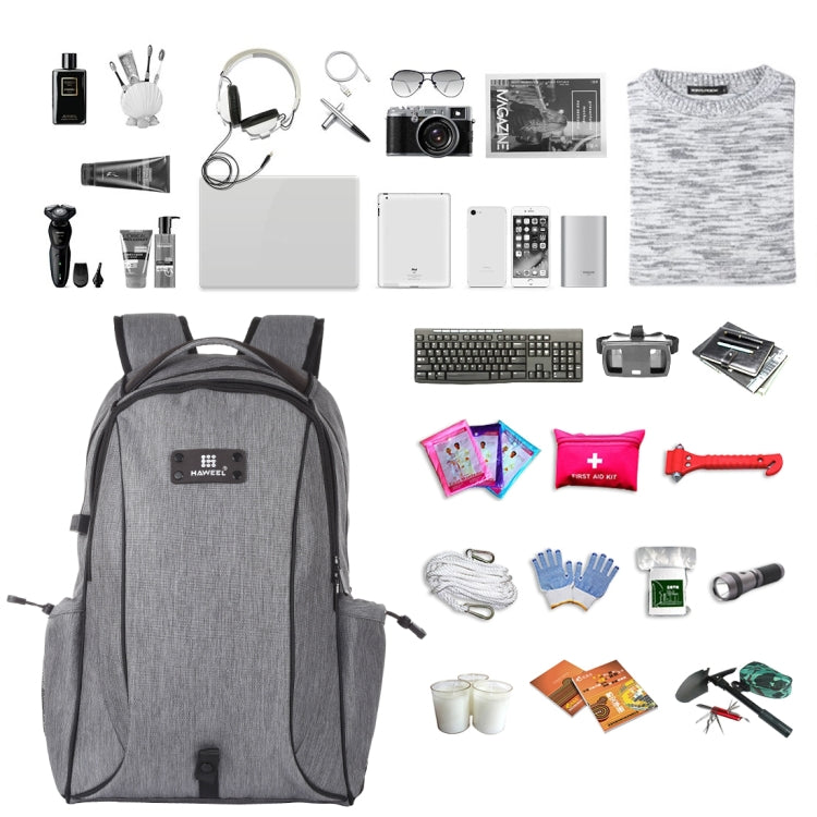 HAWEEL Outdoor Portable Canvas Dual Shoulders Laptop Backpack(Grey)