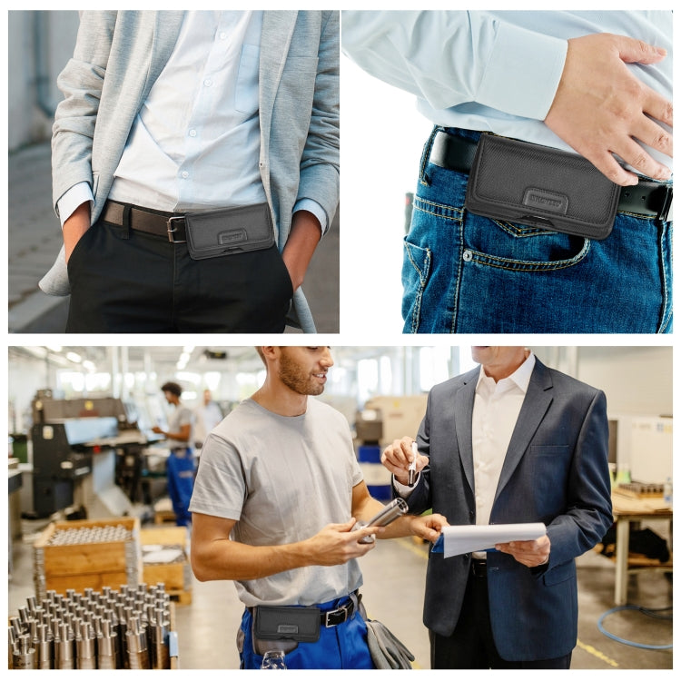 HAWEEL 6.1-6.8 inch Nylon Cloth Phone Belt Clip Horizontal Carrying Pouch with Card Slot (Black)