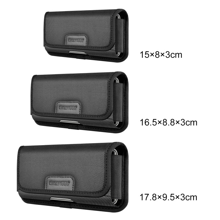 HAWEEL 6.1-6.8 inch Nylon Cloth Phone Belt Clip Horizontal Carrying Pouch with Card Slot (Black)