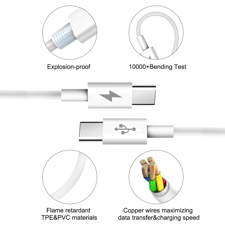 HAWEEL 25W 3A Type-C / USB-C to Type-C / USB-C PD Fast Charging Data Cable, Length: 1m, Type-C to Type-C 1m White