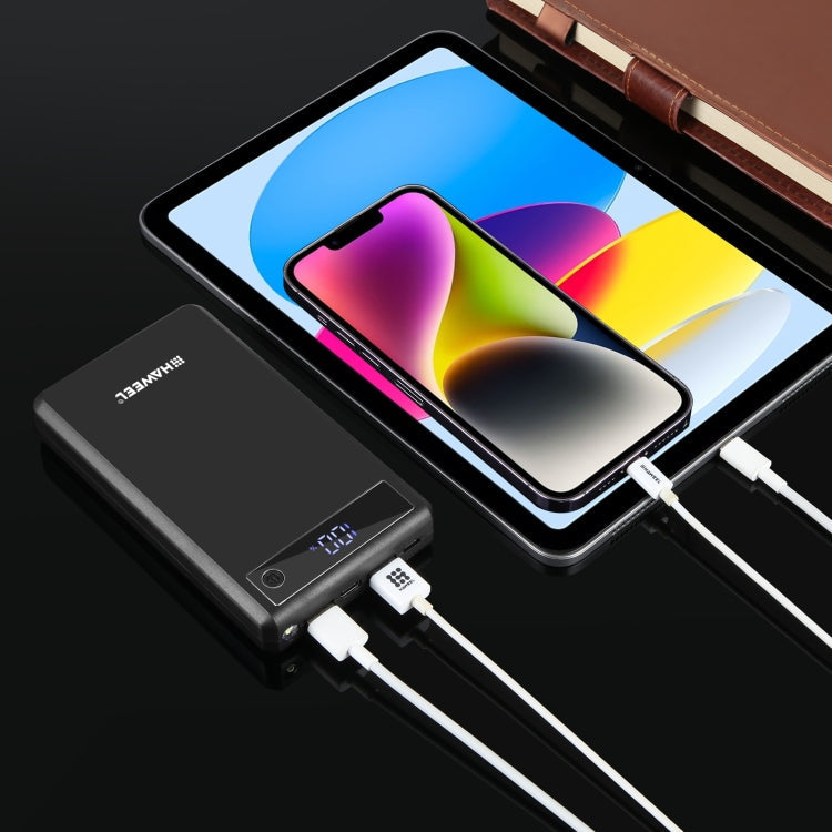 HAWEEL DIY 6 x 18650 Battery 24W Fast Charge Power Bank Box Case with Display, Not Include Battery (Black)