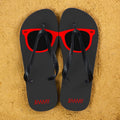 Personalised Holiday Style Flip Flops in Grey and Red