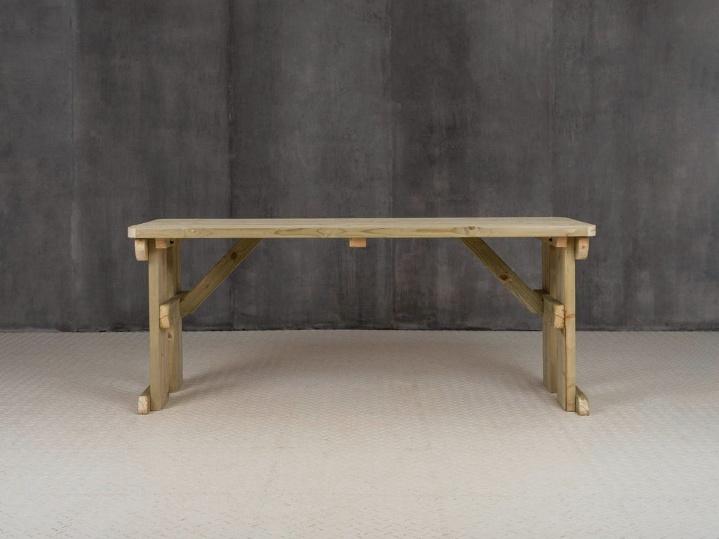 Hollies Rounded Wooden Garden Table, Outdoor Picnic Dining Desk
