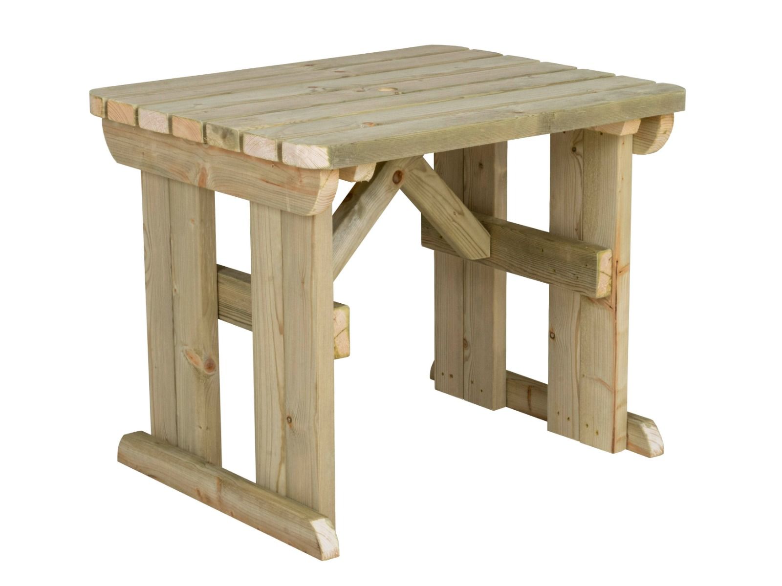 Hollies Rounded Wooden Garden Table, Outdoor Picnic Dining Desk