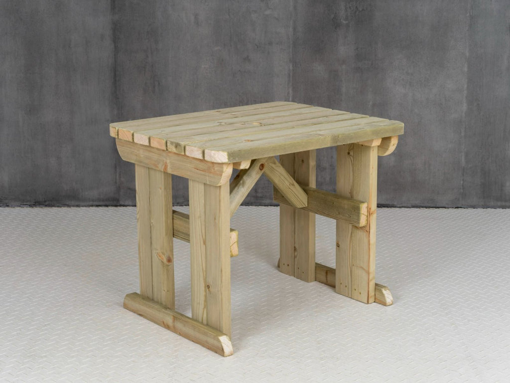Hollies Rounded Wooden Garden Table, Outdoor Picnic Dining Desk