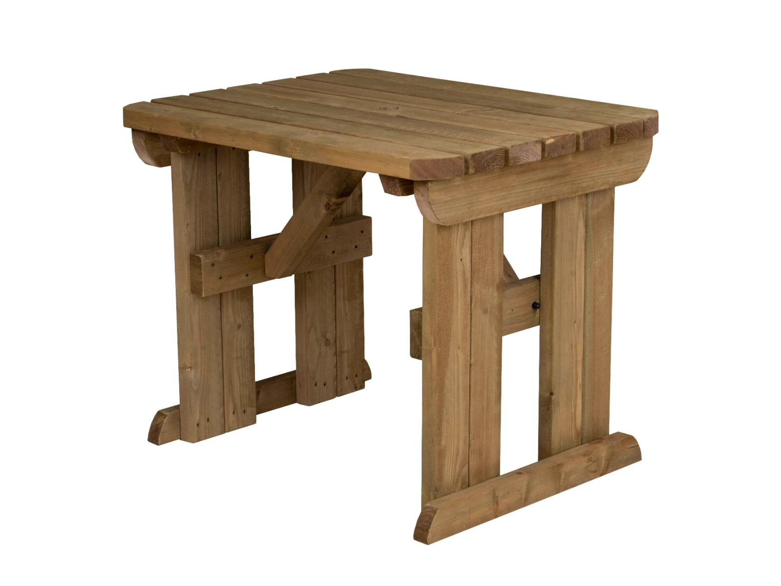 Hollies Rounded Wooden Garden Table, Outdoor Picnic Dining Desk - Rustic Finish