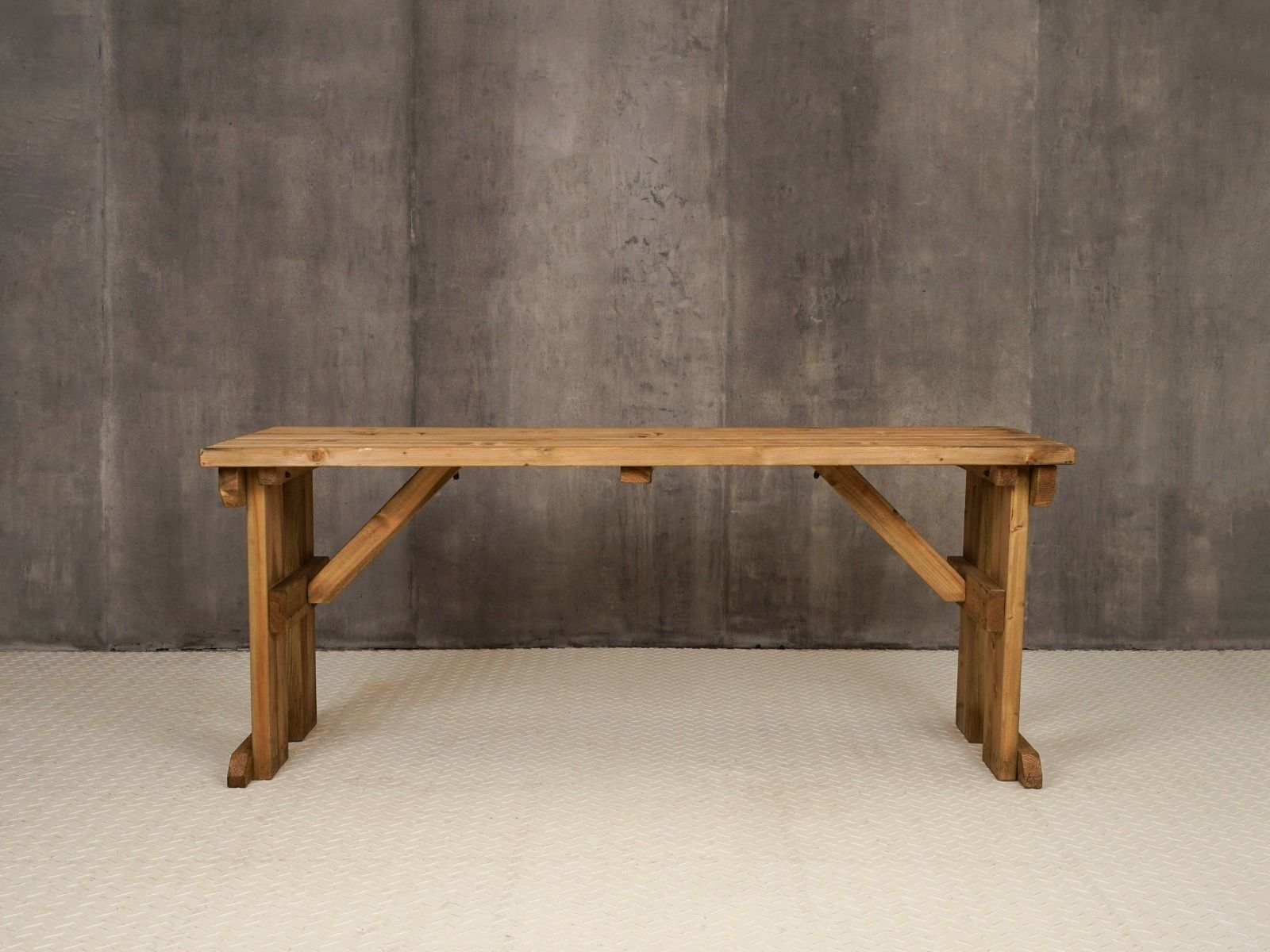 Hollies Wooden Garden Table, Outdoor Picnic Dining Desk - Rustic Finish