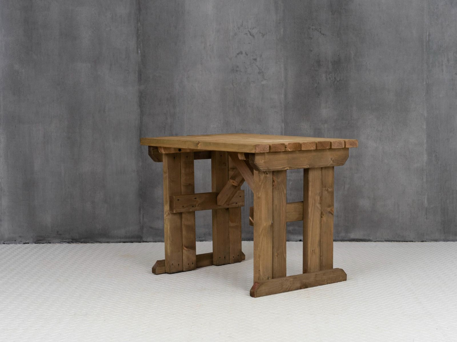 Hollies Wooden Garden Table, Outdoor Picnic Dining Desk - Rustic Finish