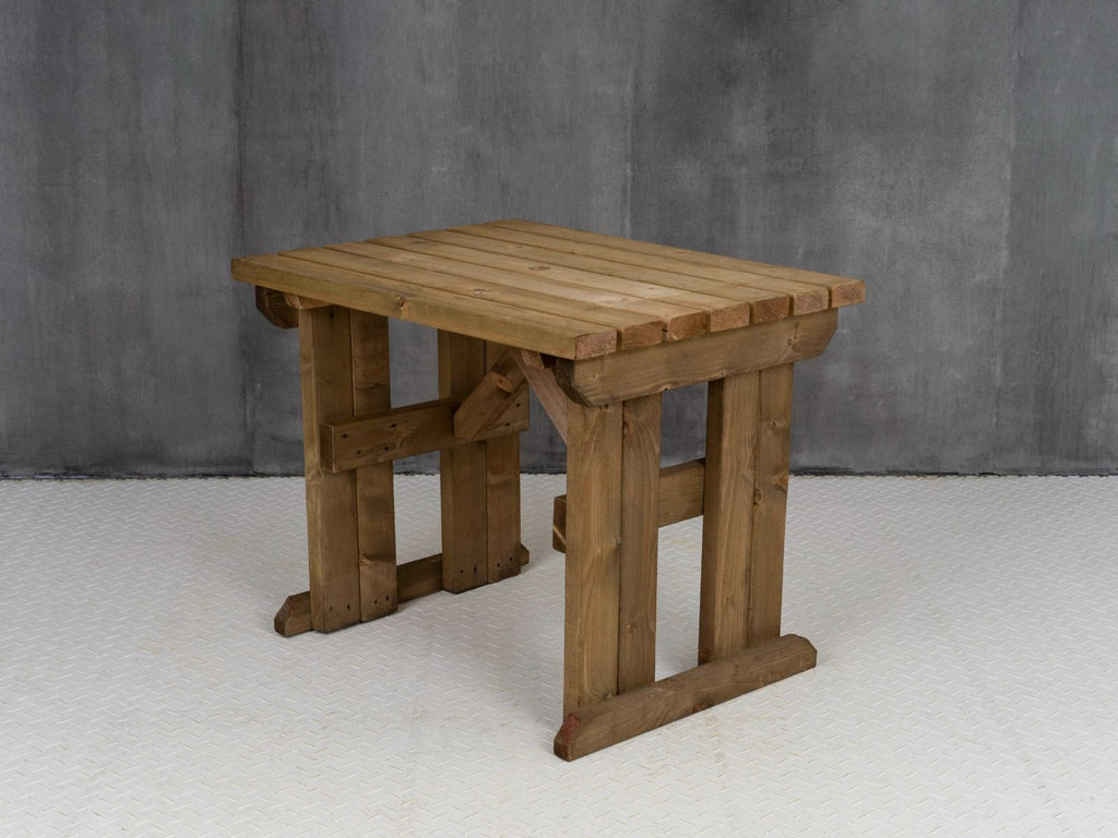 Hollies Wooden Garden Table, Outdoor Picnic Dining Desk - Rustic Finish