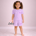 Linen personalised frill shorts and Tshirt set