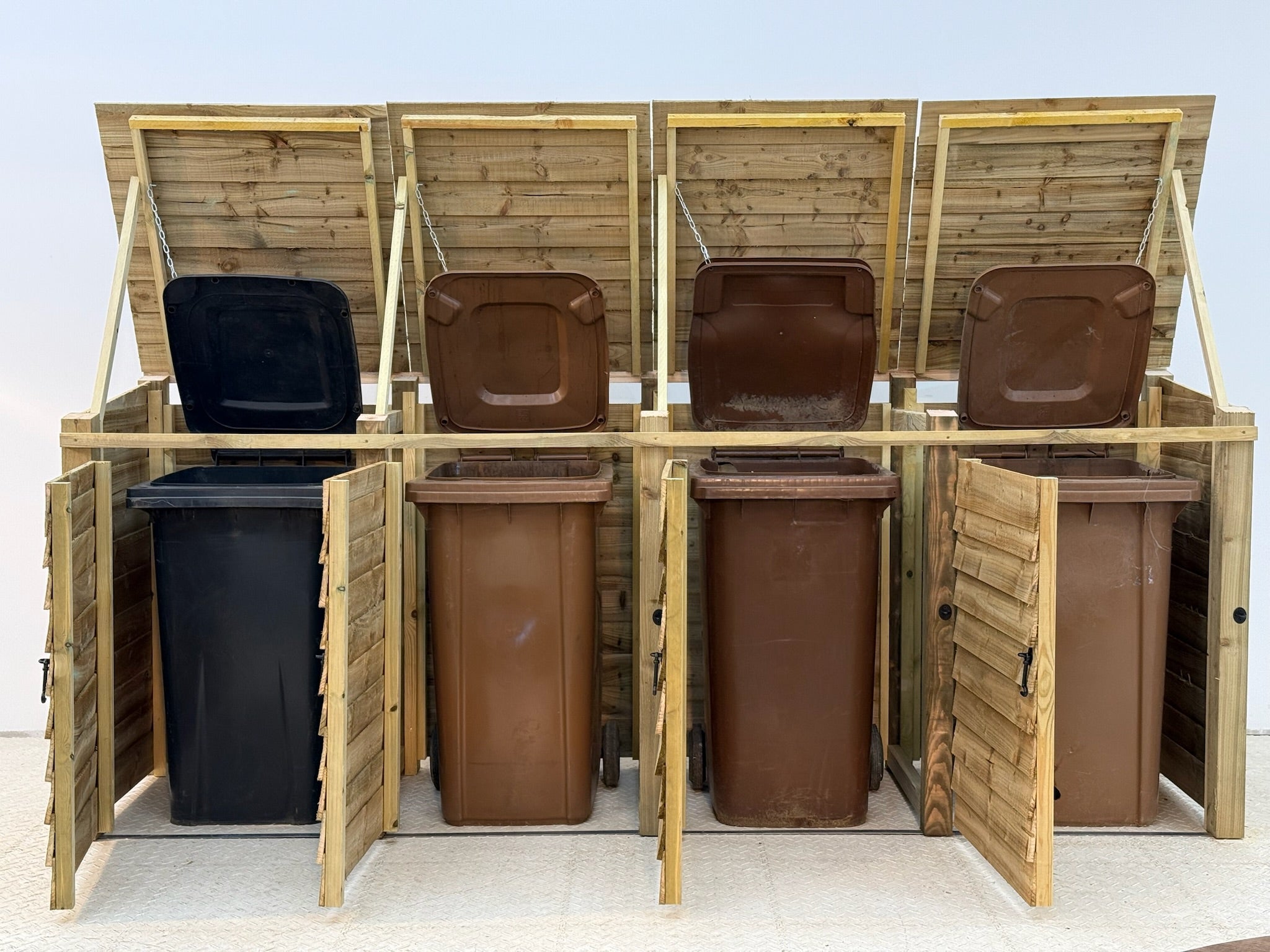 Wooden Wheelie Bin Store, Natural Finish