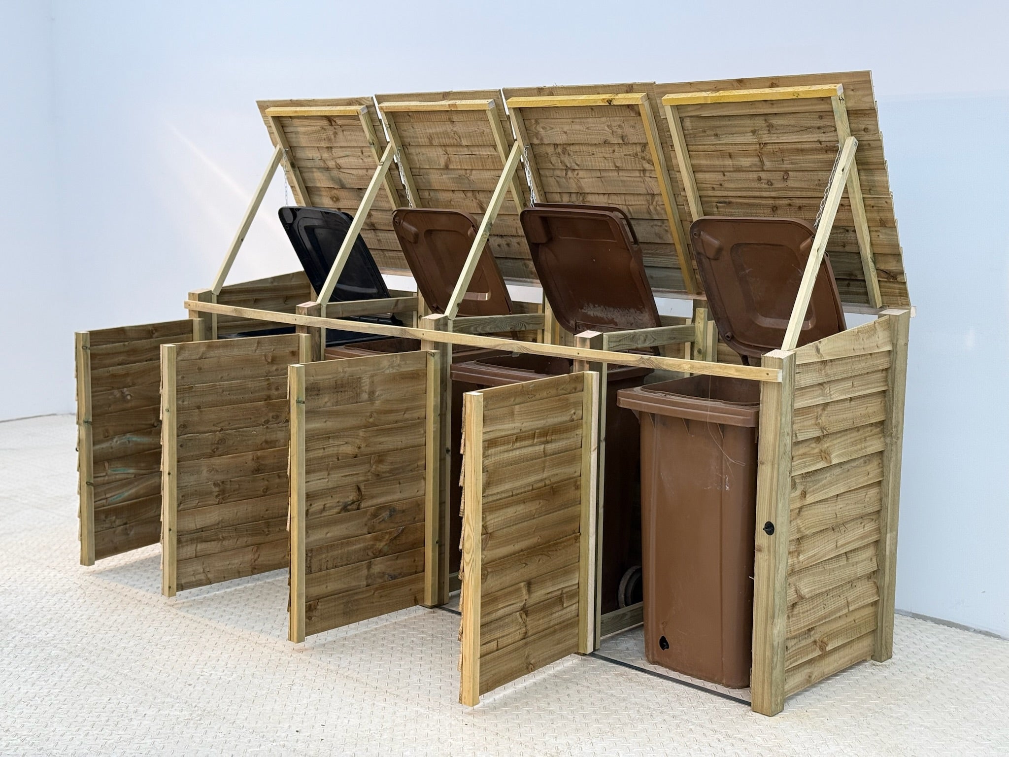 Wooden Wheelie Bin Store, Natural Finish