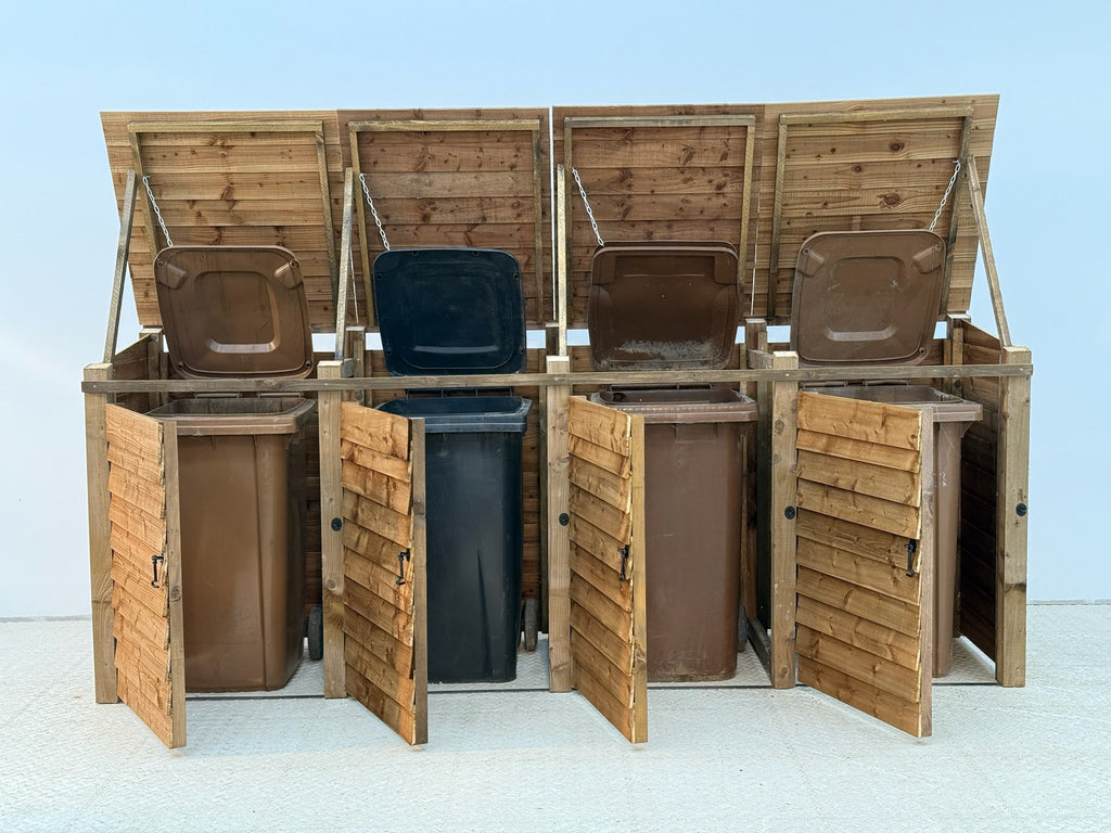Wooden Wheelie Bin Store, Brown Finish