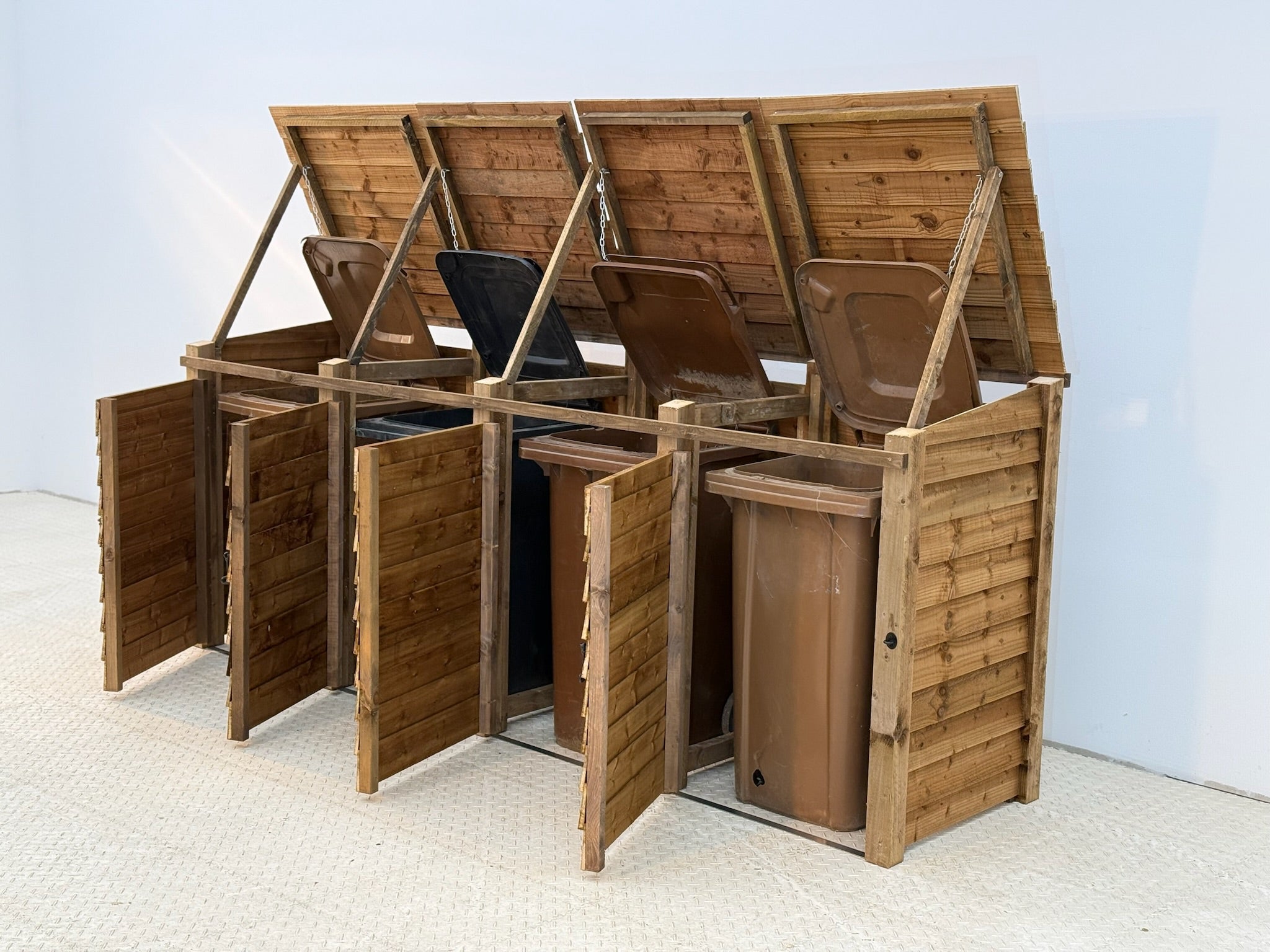 Wooden Wheelie Bin Store, Brown Finish