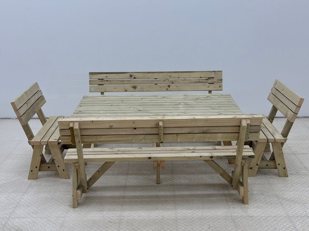 Meridian Square Picnic Table and Benches Set With Backrest