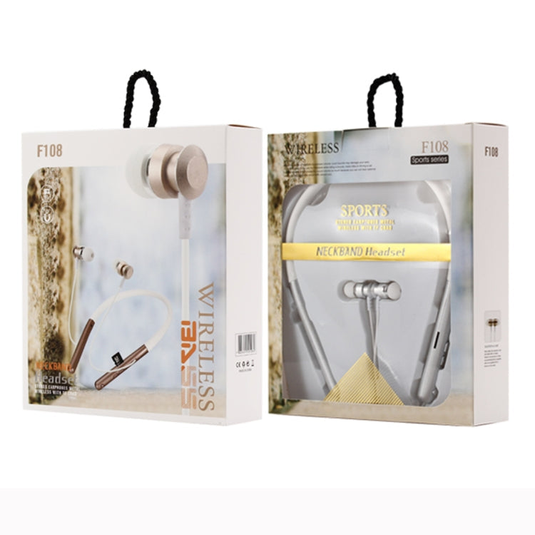 F108 Bluetooth 4.2 Hanging Neck Design Bluetooth Headset, Support Music Play & Switching & Volume Control & Answer