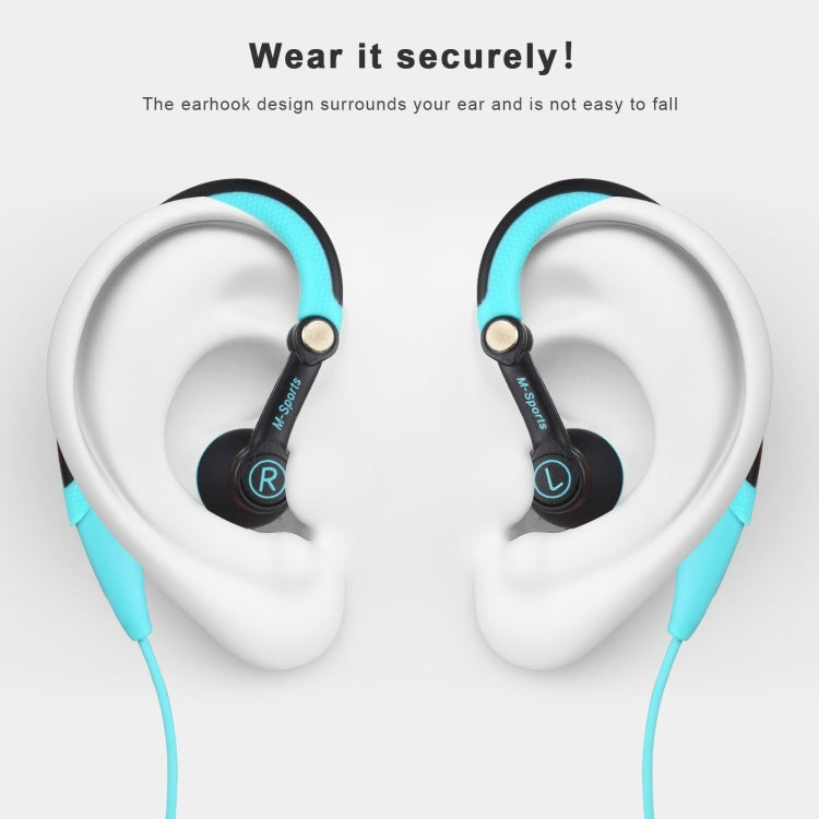 Mucro Type-C Plug In-Ear Sport Earhook Wired Stereo Headphones for Jogging Gym(Blue)