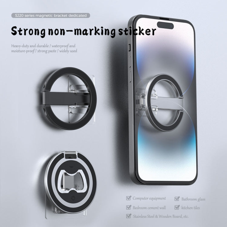 R-JUST SJ20-1 Aluminum Alloy Magnetic Bottle Opener Cellphone Holder With No Trace Sticker (Black)