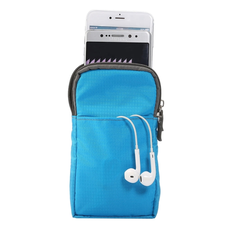 Universal Multi-function Plaid Texture Double Layer Zipper Sports Waist Bag / Shoulder Bag for iPhone X  & 7 & 7 Plus / Galaxy S9+ / S8+ / Note 8 / Sony Xperia Z5 / Huawei Mate 8, Size: 16.5 x 9.0 x 3.0cm