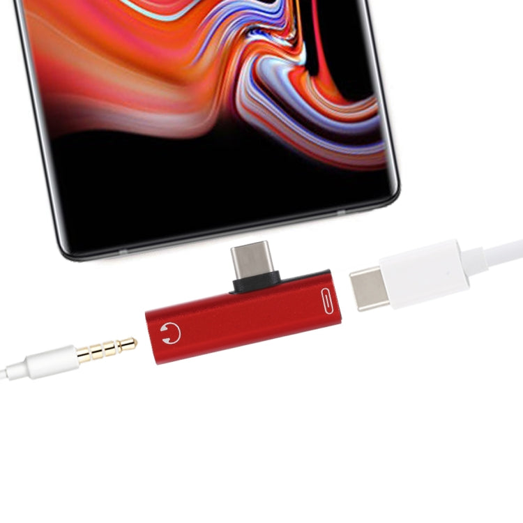 2 in 1 USB-C / Type-C Male to USB-C / Type-C Female 3.5mm Jack Charging Listening Adapter