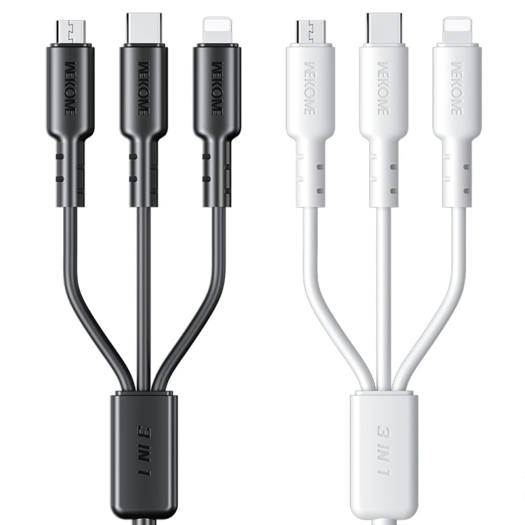 WEKOME WDC-02 Tidal Energy Series 3A USB to 8 Pin+Type-C+Micro USB 3 in 1 PVC Data Cable, Length: 1.2m (Black)