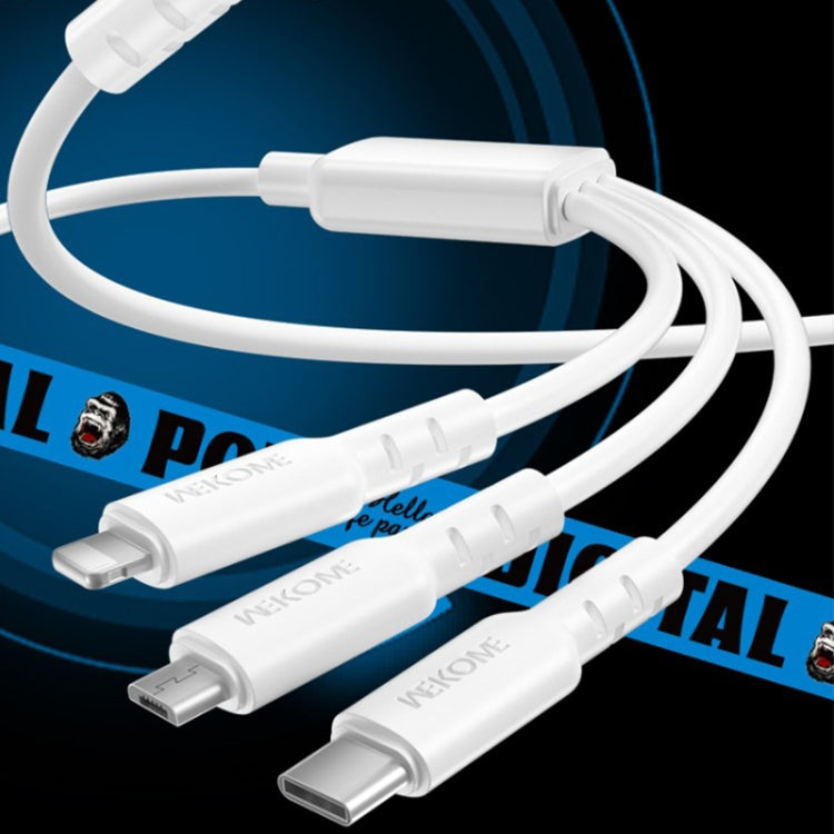 WEKOME WDC-02 Tidal Energy Series 3A USB to 8 Pin+Type-C+Micro USB 3 in 1 PVC Data Cable, Length: 1.2m (Black)