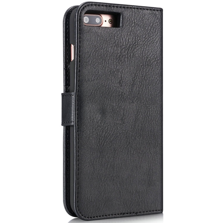 DG.MING Detachable Magnetic Flip Case with Holder & Card Slots for iPhone 8 Plus / 7 Plus (Black)