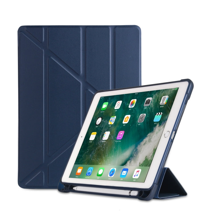Multi-folding Shockproof TPU Protective Case for iPad 9.7 (2018) / 9.7 (2017) / air / air2, with Holder & Pen Slot, iPad 9.7 (2018) / 9.7 (2017) / air / air2