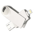 S29 3 in 1 128GB Micro USB + USB + 8 Pin Interface Metal Twister Flash Disk, 128GB
