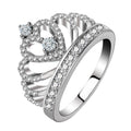 Princess Queen Crown-shaped Platinum Plated Zircon Ring, US Size: 6, Diameter: 16.5mm, Perimeter: 51.9mm, 6