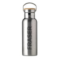 Personalised Insulated Bottle 17Oz Bamboo Lid - White - Side Personalisation