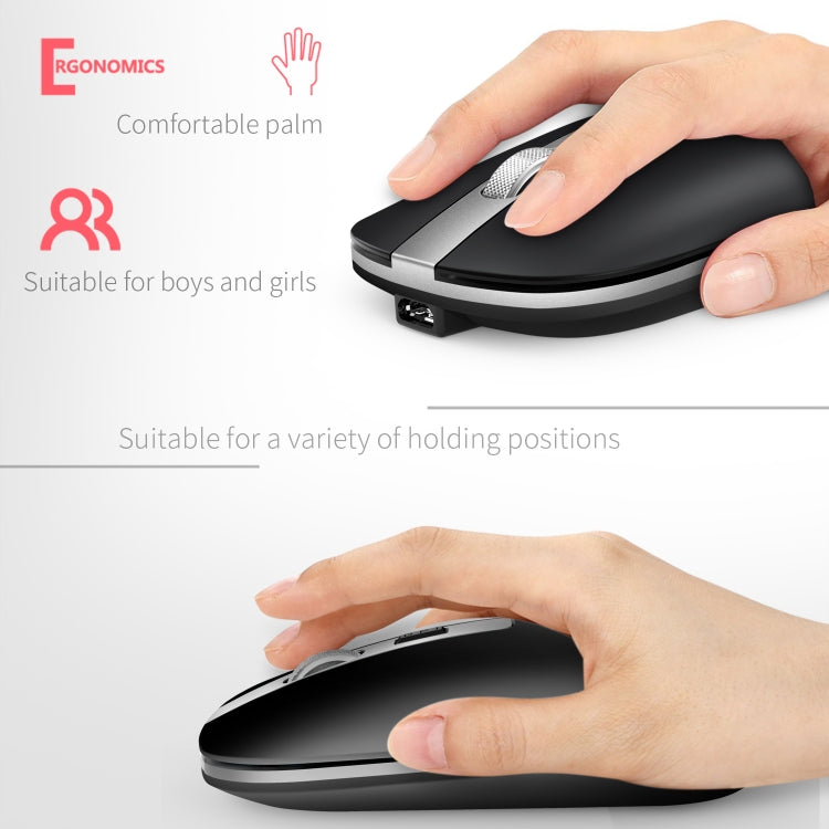 HXSJ M30 Rechargeable Wireless Mouse Metal Wheel Mute 2.4G Office Mouse 500 mAh Built-in Battery