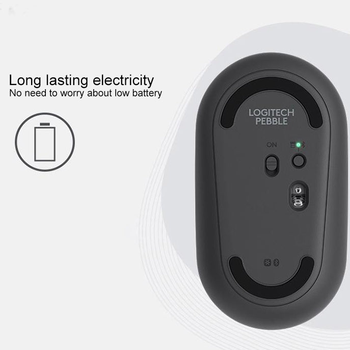 Logitech Pebble Cobblestone Shape Thin 3-keys 1000DPI Mute Wireless Bluetooth Optical Mouse, Wireless Range: 10m