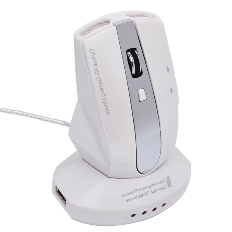 MZ-011 2.4GHz 1600DPI Wireless Rechargeable Optical Mouse with HUB Function, Pearl White, Blue, Silver, Black, Black Silver, White + Royal Blue