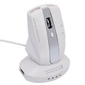MZ-011 2.4GHz 1600DPI Wireless Rechargeable Optical Mouse with HUB Function, Pearl White, Blue, Silver, Black, Black Silver, White + Royal Blue
