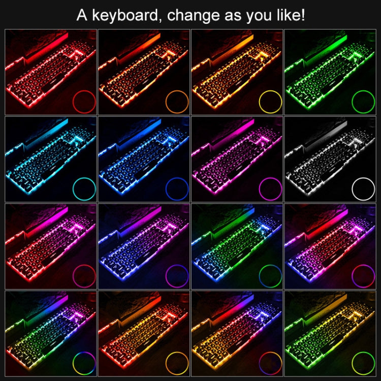 YINDIAO K002 USB Wired Mechanical Feel Sound Control RGB Backlight Keyboard + Optical Silent Mouse + Headset Set, Sound Control Backlight / Silent / Black