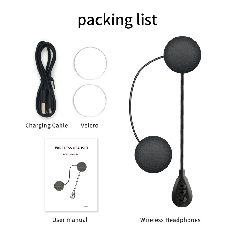 T6 Motorcycle Helmet Bluetooth V5.0 Headset, T6