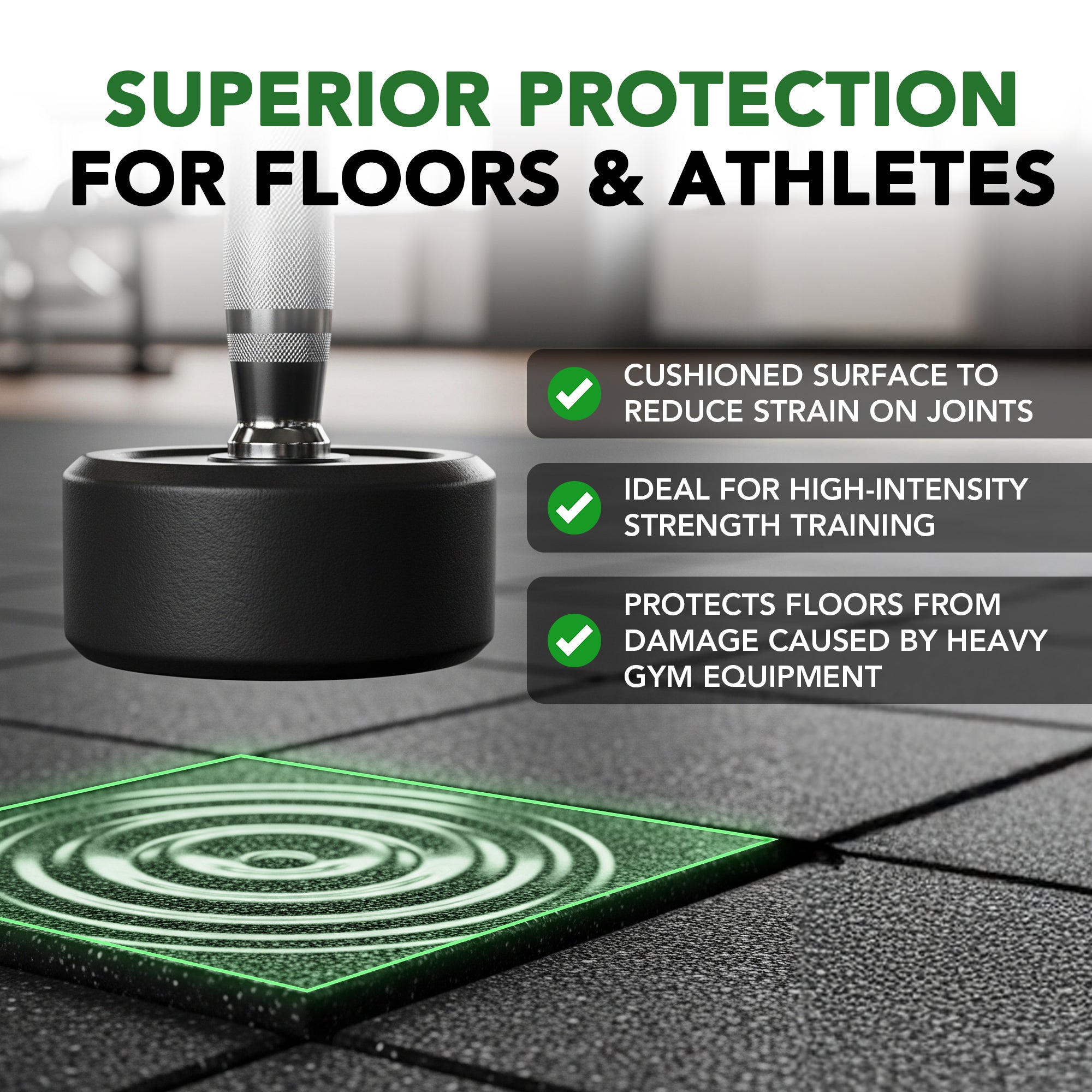 43mm PRO Anti-Shock Rubber Gym Flooring Tile
