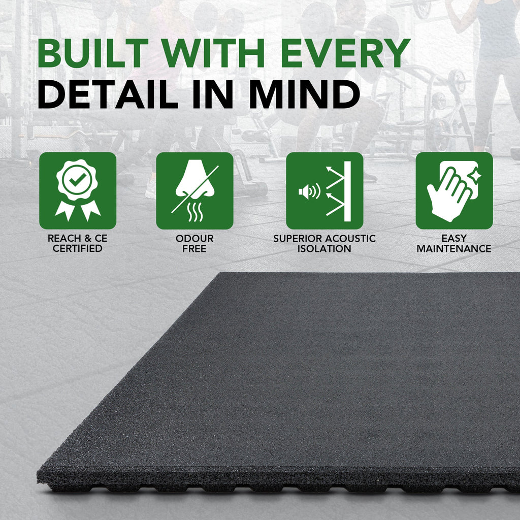 43mm PRO Anti-Shock Rubber Gym Flooring Tile