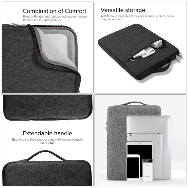 11.6 inch Universal Fashion Soft Laptop Denim Bags Portable Zipper Notebook Laptop Case Pouch for MacBook Air, Lenovo and other Laptops, Size: 32.2x21.8x2cm, 11.6 inch Grey, 11.6 inch Dark Blue, 11.6 inch Black