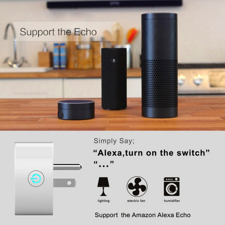10A Round Shape WiFi Mini Plug APP Remote Control Timing Smart Socket Works with Alexa & Google Home, AC 100-240V, US Plug, 10A US Plug(Round Shape)