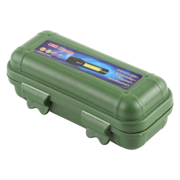 A2 USB Charging Waterproof Zoomable XPE + COB Flashlight with 3-Modes & Storage Box, A2