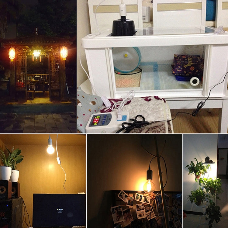 E27 Wire Cap Switch Lamp Holder Chandelier Power Socket with 1.8m Extension Cable, Big UK Plug(Black)