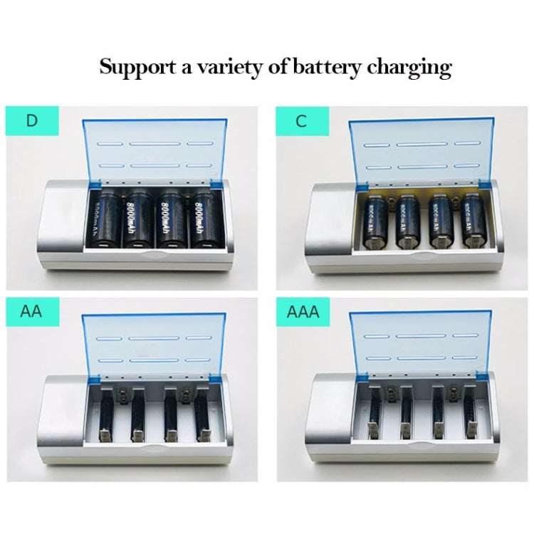 AC 100-240V 4 Slot Battery Charger for AA & AAA & C / D Size Battery, AU Plug