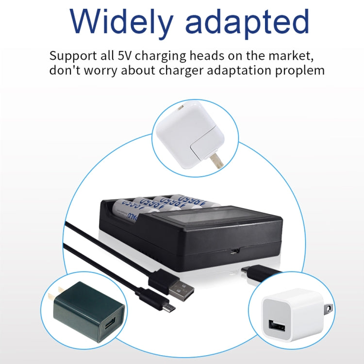 Micro USB 4 Slot Battery Charger for 3.7V Lithium-ion Battery, with LCD Display