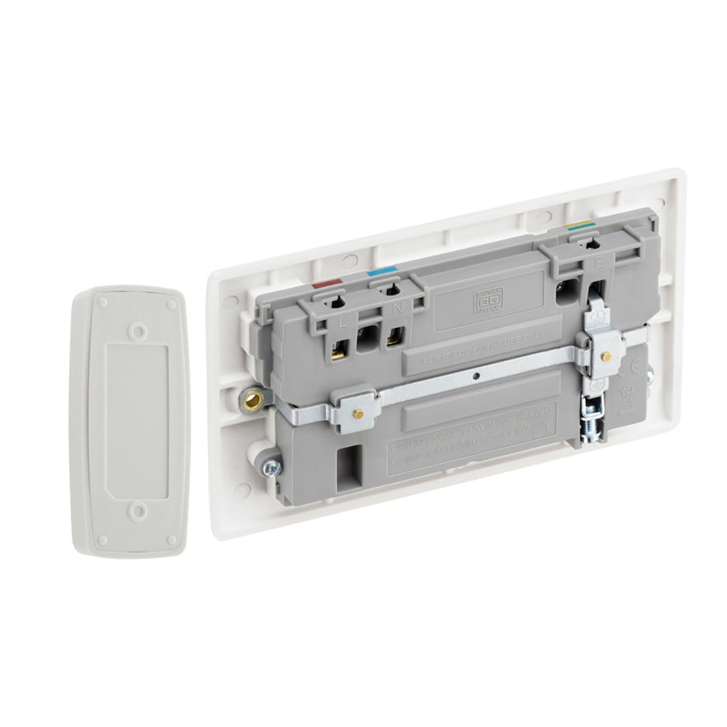 British General Nexus Double Switched 13A Power Socket with Door Chime - White