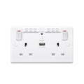 British General Round Edge 13A 2 Gang Switched Socket with Wi-Fi Extender + 1x USB-A 2.1A - White