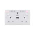 British General Square Edge 13A 2 Gang Switched Socket with Wi-Fi Extender + 1x USB-A 2.1A - White